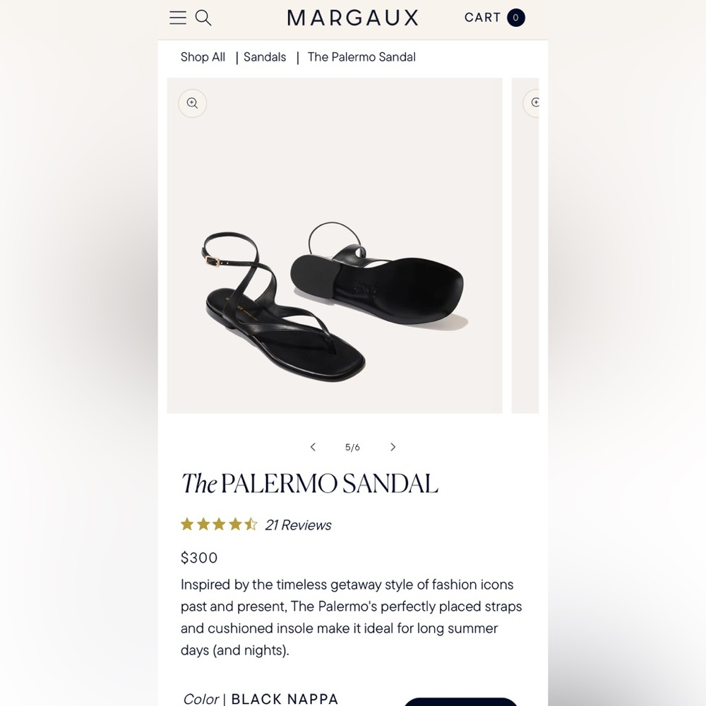 Margaux Palermo Sandal - Black - 37 (7)
